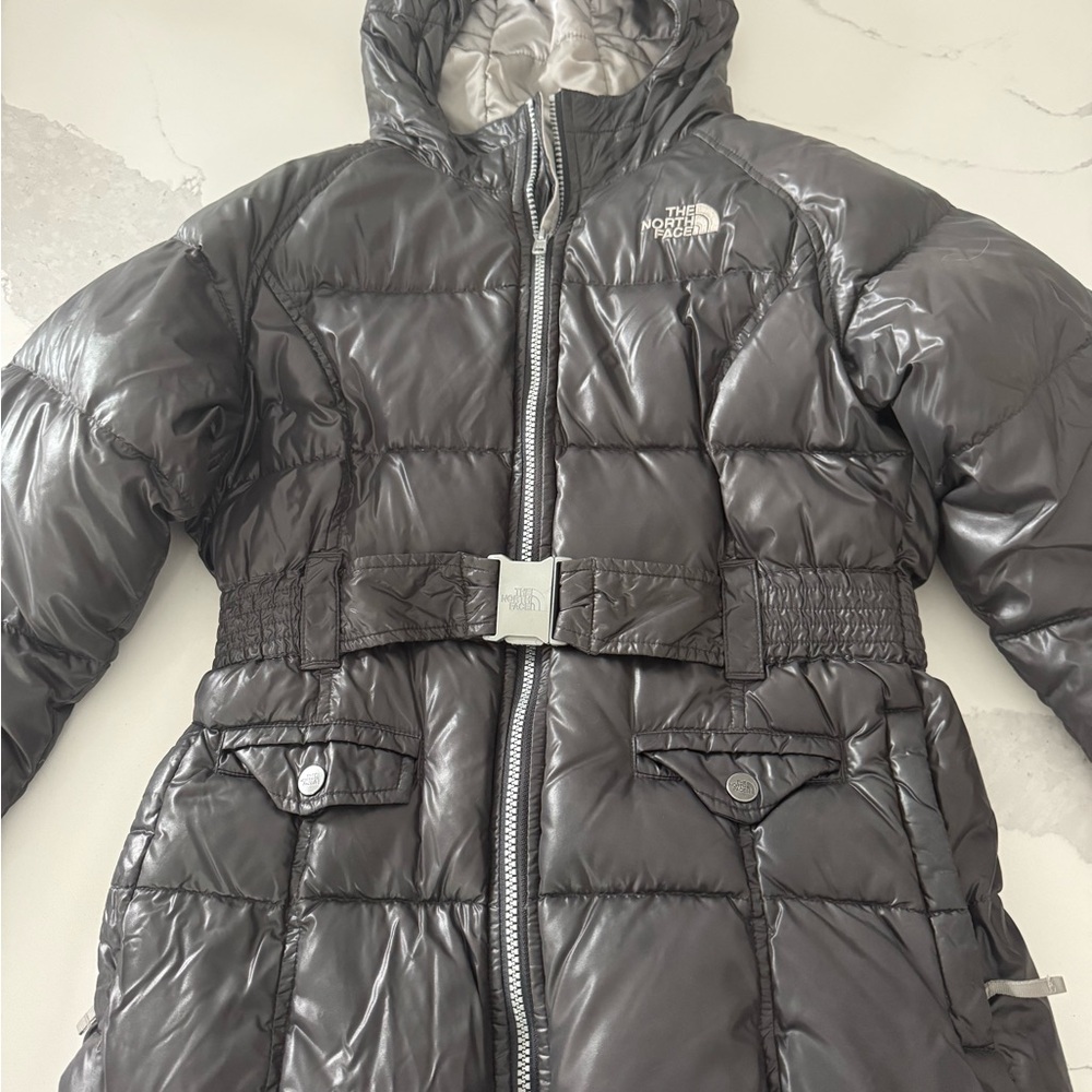 The North Face Kids Shiny Gray Puffer Coat